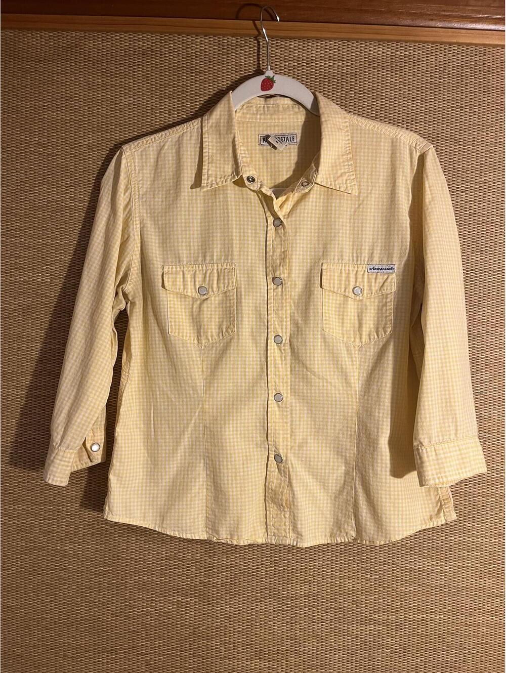 Y2K Aeropostale Yellow Gingham Cotton Shirt Size Medium